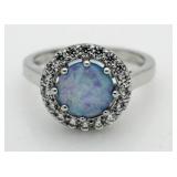 Round 2.35 ct Blue Opal Solitaire Ring