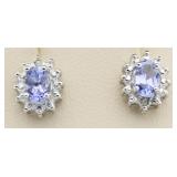 Genuine Tanzanite & Diamond Earrings