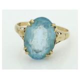 14kt Gold Genuine Swiss Blue Topaz Solitaire Ring