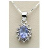 Genuine Tanzanite & Diamond Pendant