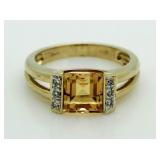 14kt Gold Citrine & Diamond Ring