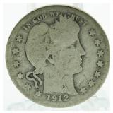 1912-S Barber Silver Quarter