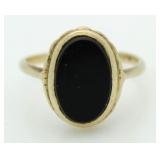 10kt Gold Black Macrasite Estate Ring