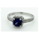 Cushion Cut 1.58 ct Sapphire & Diamond Ring