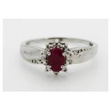 10kt Gold Genuine Ruby & Diamond Ring