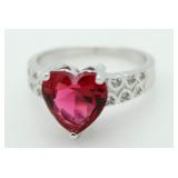 3.50 ct Ruby Heart Solitaire Ring