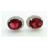 Oval 4.00 ct Ruby Solitaire Earrings