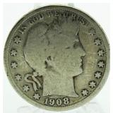 1908 Barber Silver Half *Better Date