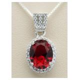 Oval 3.00 ct Ruby Solitaire Pendant