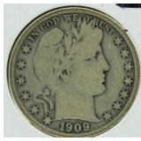 1909 Barber Silver Half Dollar