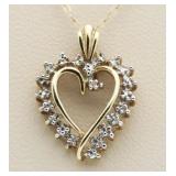 10kt Gold Heart Diamond Pendant w