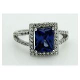 Emerald Cut Tanzanite Designer Ring