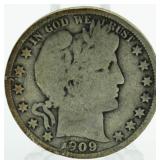 1909 Barber Silver Half Dollar