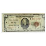 1929 National Currency New York $20 Bank Note