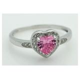 Gorgeous Pink Sapphire Heart Solitaire Ring