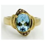 18kt Gold Blue Topaz & Diamond Ring