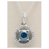 14kt Gold Fancy Blue Diamond Pendant