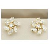 14Kt Gold White Topaz Snowflake Earrings