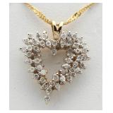 14kt Gold 1.00 ct Diamond Heart Pendant