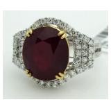 14kt Gold Oval 14.84 ct Ruby & Diamond Ring