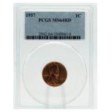 1957 Lincoln Penny MS64-RD PCGS