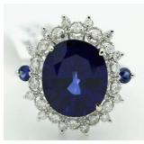 14kt Gold Oval 9.50 ct Sapphire & Diamond Ring