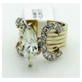 14kt Gold Marquise Cut 2.85 ct Diamond Ring