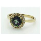 14kt Gold Mystic Topaz Round Solitaire Ring