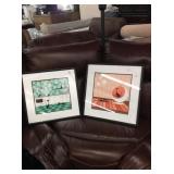 Two modern cat framed pictures