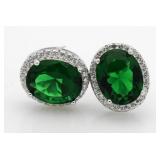 Oval 4.60 ct Emerald Solitaire Earrings