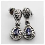 Genuine Tanzanite & Diamond Accent Earrings