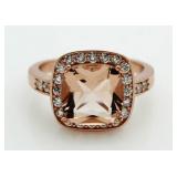 Cushion Cut 4.10 ct Morganite Designer Ring