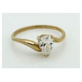 10kt Gold Pear Cut 1.00 ct White Topaz Solitaire