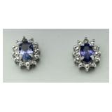 Genuine Tanzanite & Diamond Earrings