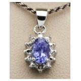 Genuine Tanzanite & Diamond Pendant