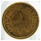 1853 Type 1 Liberty $1 Gold Piece