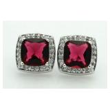 Cushion Cut 3.80 ct Ruby Earrings