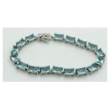 Emerald Cut 22.50 ct Blue Topaz Tennis Bracelet