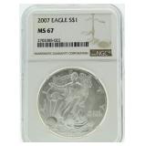 2007 MS67 American Eagle Silver Dollar