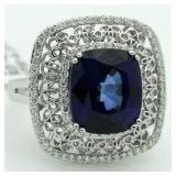 14kt Gold 8.73 ct Sapphire & Diamond Ring