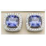 Cushion Cut 4.00 ct Tanzanite Designer Earrings