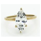 10kt Gold Marquise Cut White Topaz Solitaire Ring