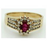 14kt Gold 1.00 ct Pink Tourmaline & Diamond Ring