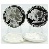 (4) .999 Pure Silver Buffalo Silver Coins