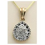 10kt Gold Pear Cut Diamond Accent Pendant