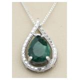 Genuine Emerald & Diamond Accent Pendant