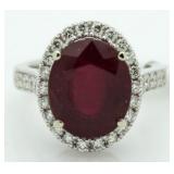 14kt Gold Oval 10.76 ct Ruby & Diamond Ring