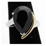 Pear Cut Genuine 4.88 ct Onyx Solitaire Ring