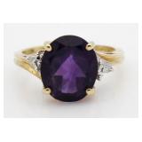 10kt Gold 4.00 ct Amethyst & Diamond Solitaire