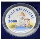 2000 Millenium Hand Painted Silver Coin